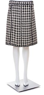 A Chanel Black and White Wool Houndstooth Pencil Skirt, Size 38.