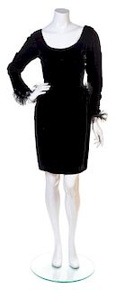 A Christian Lacroix Black Velvet Cocktail Dress, Size 38.