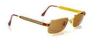 * A Pair of Versace Gold Frame Sunglasses,