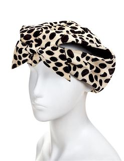 A Christian Dior Calfskin Animal Print Hat, No size.