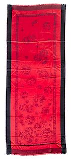 A Chanel Black and Red Silk Scarf,
