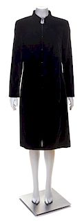 An Escada Black Cotton Velvet Evening Coat, Size 38.