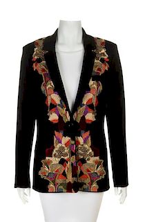An Etro Black Wool Embroidered Jacket and Pant Ensemble, Size 44.