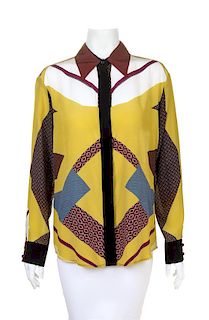 An Etro Multicolor Silk Pattern Blouse, Size 46.