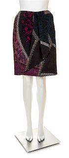 An Etro Multicolor Wool Pattern Skirt, Size 44.
