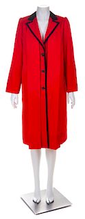 * A Galanos Red Wool Coat, No size.
