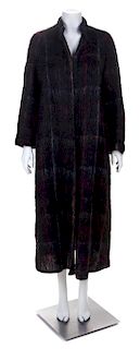 * A Geoffrey Beene Black Mohair Coat, Size 6.