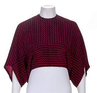 * A Gres Boutique Red and Black ZigZag Print Blouse, No size.