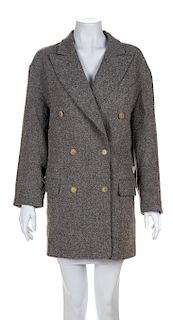 A Gucci Wool Tweed Double Breasted Coat, Size 44.