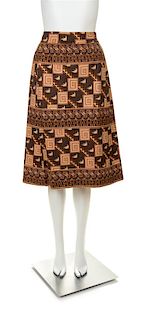 A Gucci Vintage A-Line Wool Pattern Skirt, No size.