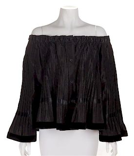 A Kenzo Black Pleated Blouse, Size 38.