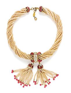 * A Chanel Pearl Torsade Necklace, Length: 16.5"- 17.5"; Drop: 4".