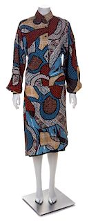 * A Koos Silk Multicolor Silk Geometric Skirt Ensemble, Size medium.