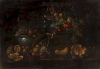 Artist Unknown, (Spanish, 19th Century), Still Life with Melons, Oysters and Fruit