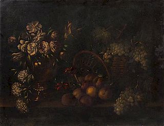 Artist Unknown, (Spanish, 19th Century), Still Life with Fruit and Flowers