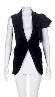A Lanvin Black Linen Vest, Size 34.