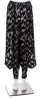 A Mary McFadden Black Sheer Silk Harem Evening Pant, Size 10.
