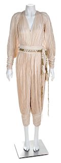 A Cream Pleated Jumpsuit, No size.