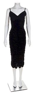 A Norma Kamali Black Ruched Cocktail Dress, No size.