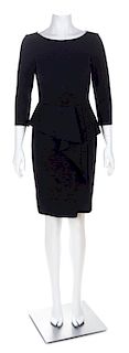 An Oscar de la Renta Black Wool Dress, Size 0.