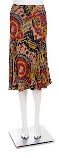 An Oscar de la Renta Cotton and Silk Ikat Skirt, Size 4.