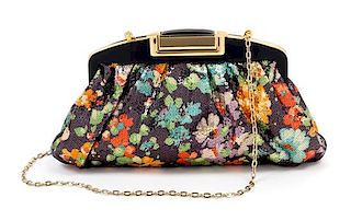 * A Judith Leiber Multicolor Floral Sequin Handbag, 11" x 6.5" x 2"; Strap drop: 14".