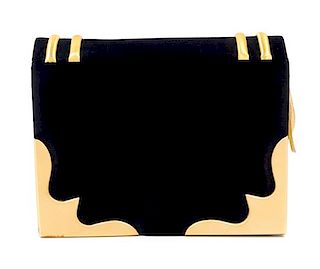 * A Paloma Picasso Black Satin Faux Library Book Handbag, 7" x 5.5" x 2".