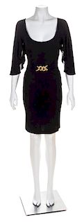 A Roberto Cavalli Black Fitted Dress, Size 38.