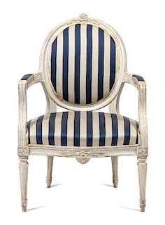 A Swedish Painted Fauteuil Height 36 inches.
