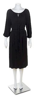 A Saint Laurent Black Peasant Dress, Size 34.