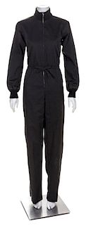 A Saint Laurent Black Cotton Jumpsuit, Size 12.