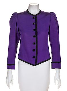A Saint Laurent Purple Silk Jacket, Size 34.