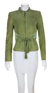 A Valentino Chartreuse Goat Skin Jacket, Size 4.
