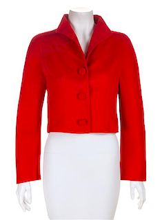 A Valentino Red Wool Bolero Jacket, No size.