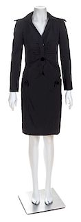 A Valentino Black Wool Skirt Suit, Size 2.