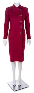 A Valentino Raspberry Wool Coat Dress, No size.