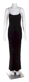 A Vera Wang Black Sleeveless Gown, Size 6.