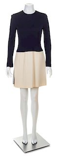 A Vera Wang Navy and Cream Dress, Size 6.