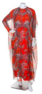 * An Orange Silk Print Gown, No size.