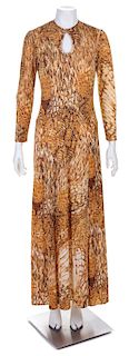 * A Cream and Brown Print Gown, No size.