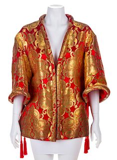 * A Red and Gold Brocade Kimono Style Jacket, No size.