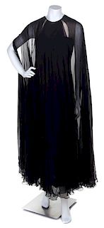 * A Black Silk Sleeveless Layered Gown, No size.