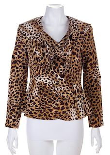 A Silk Leopard Print Jacket, Size 6.