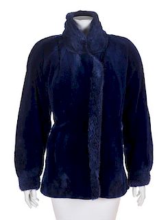 A Blue Mink Sheared Jacket, No size.