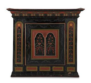 A Northern European Painted Hanging Cabinet