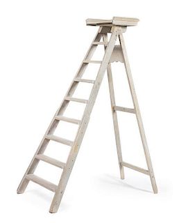 A French Painted Library Ladder Height 77 inches.