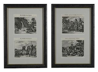 A Set of Four Engravings Each: 6 x 6 1/2 inches.