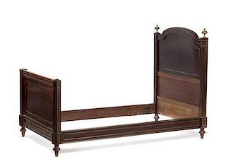 A Pair of Russian Brass Mounted Mahogany Beds Height 54 x width 45 1/2 x length 75 inches (inside).