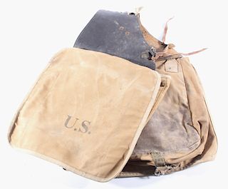 World War 2 Era Canvas & Leather Saddlebags