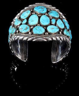 Navajo Sleeping Beauty Turquoise Cluster Cuff